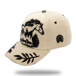 Gorra en Micro Fibra Beige Bordado Negro