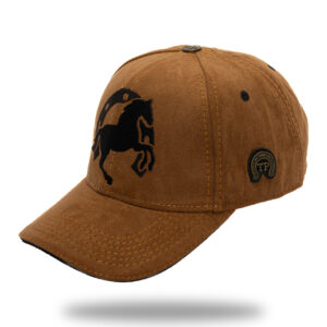 Gorra en Micro Fibra Café Bordado Negro Frontal
