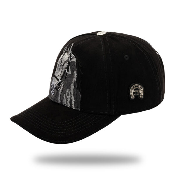 Gorra en Micro Fibra Negro Bordado Gris