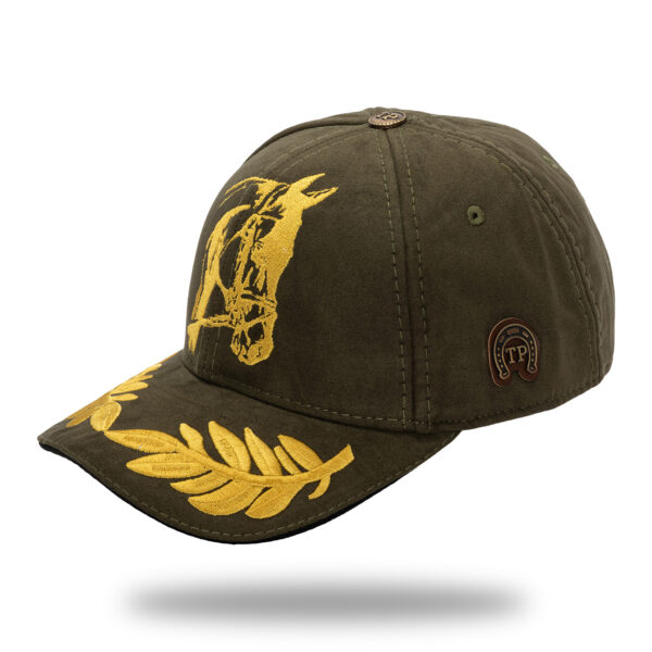 Gorra en Micro Fibra Verde Bordado Dorado