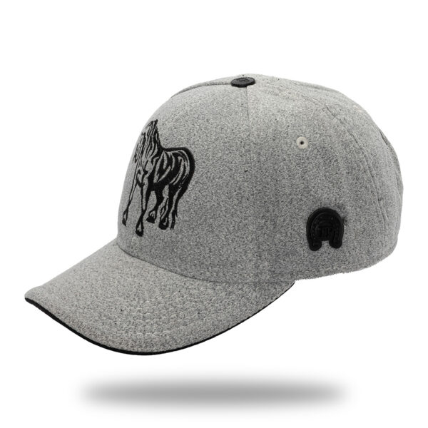 Gorra en Tela Gris Bordado Frontal Negro