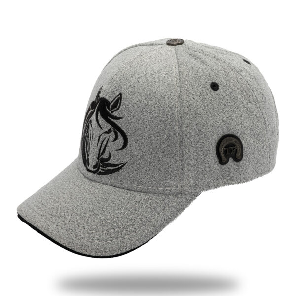 Gorra en Tela Gris Bordado Negro