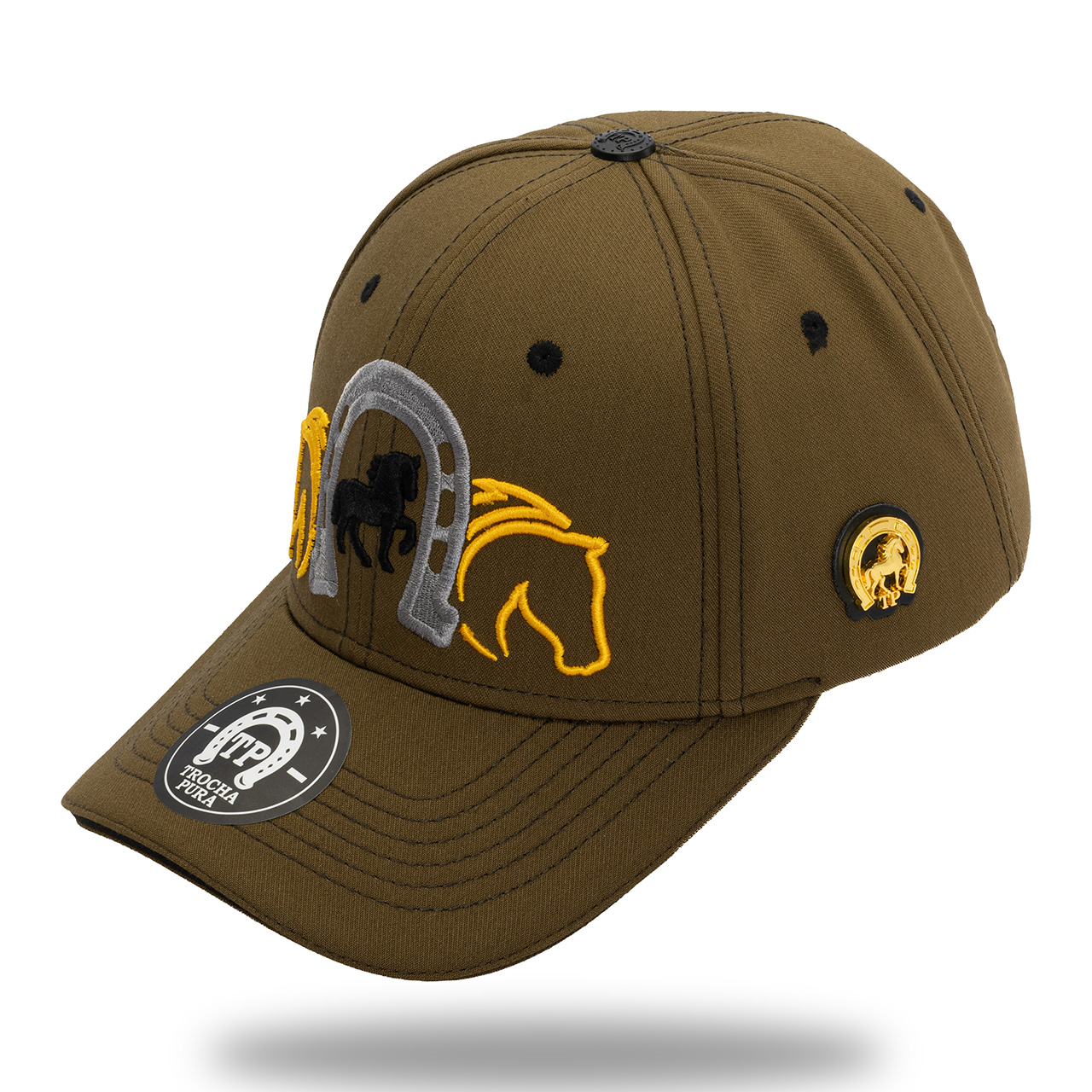 Gorra Tela Bordado Frontal 2 Caballos Herradura