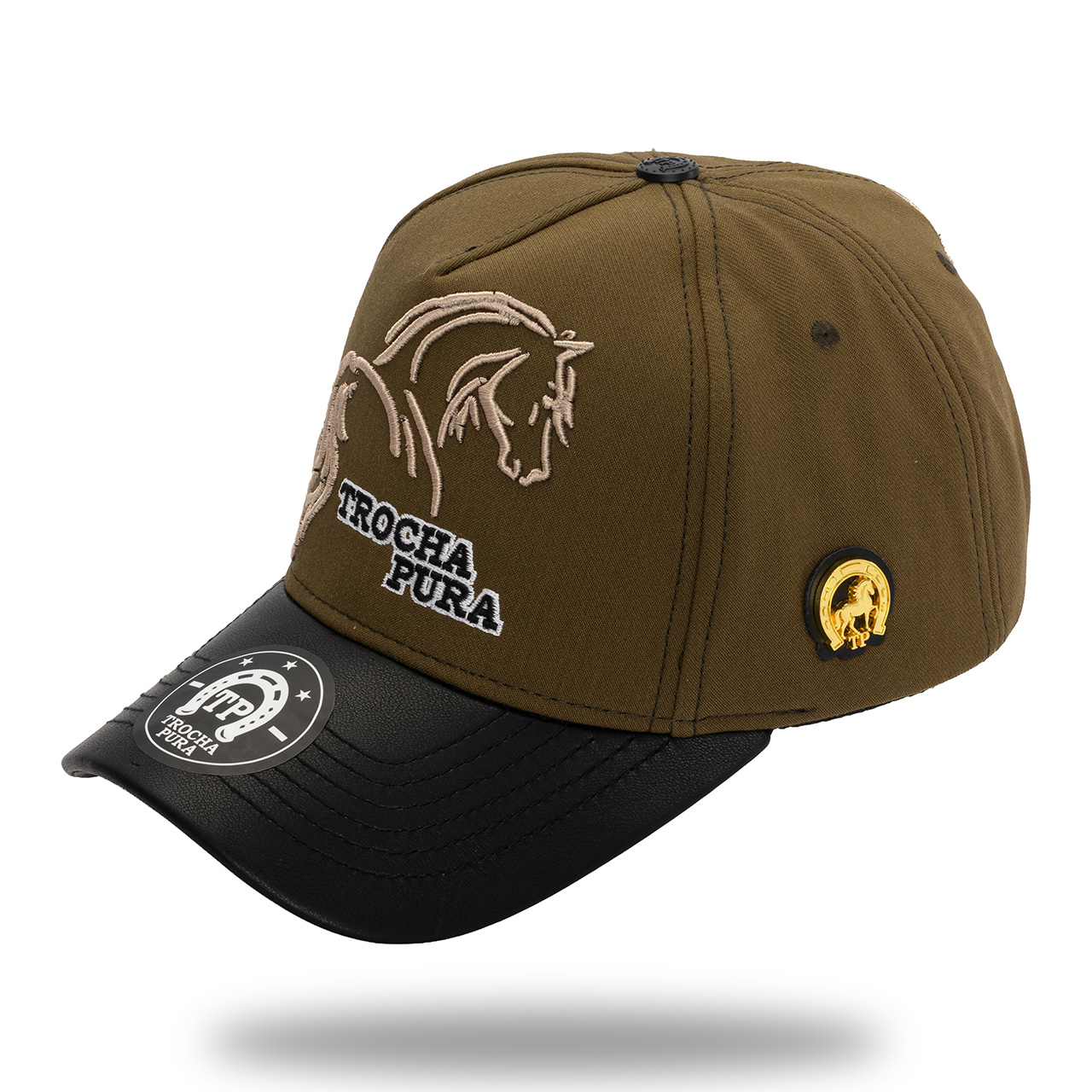 Gorra Tela Y Textura Cuero Bordado Frontal Trocha Pura